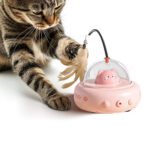 Juguete interactivo automático con laser y pluma rosado